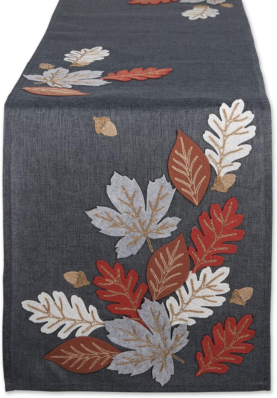 Table Runner Embroidered Autumn Leaves (Autumn Leaves) 14x70"